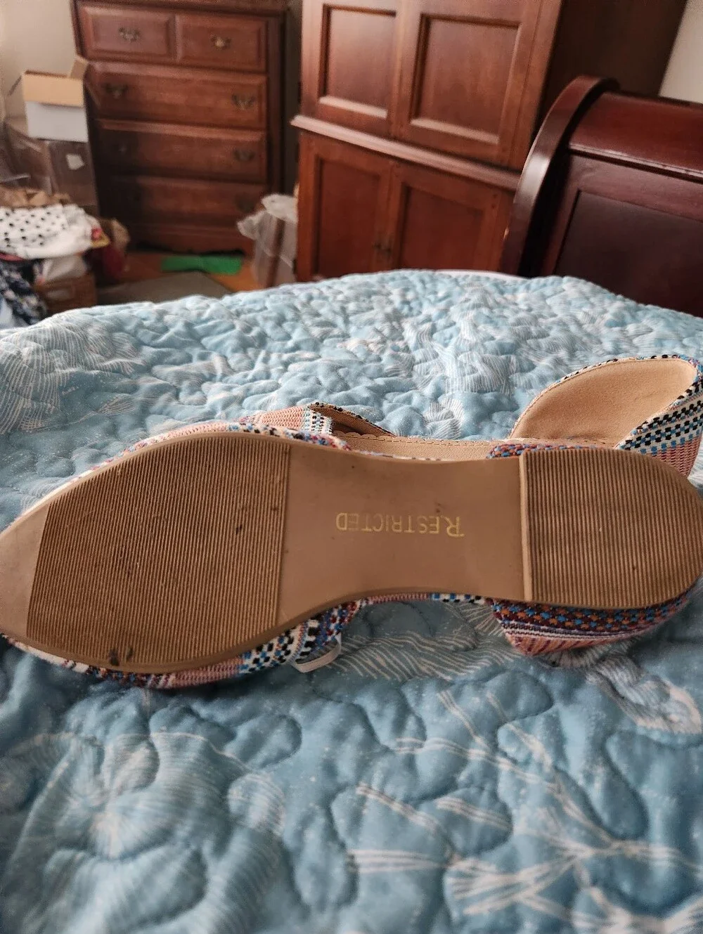 Restricted Multicolor Woven D'Orsay Flats - Pink & Blue